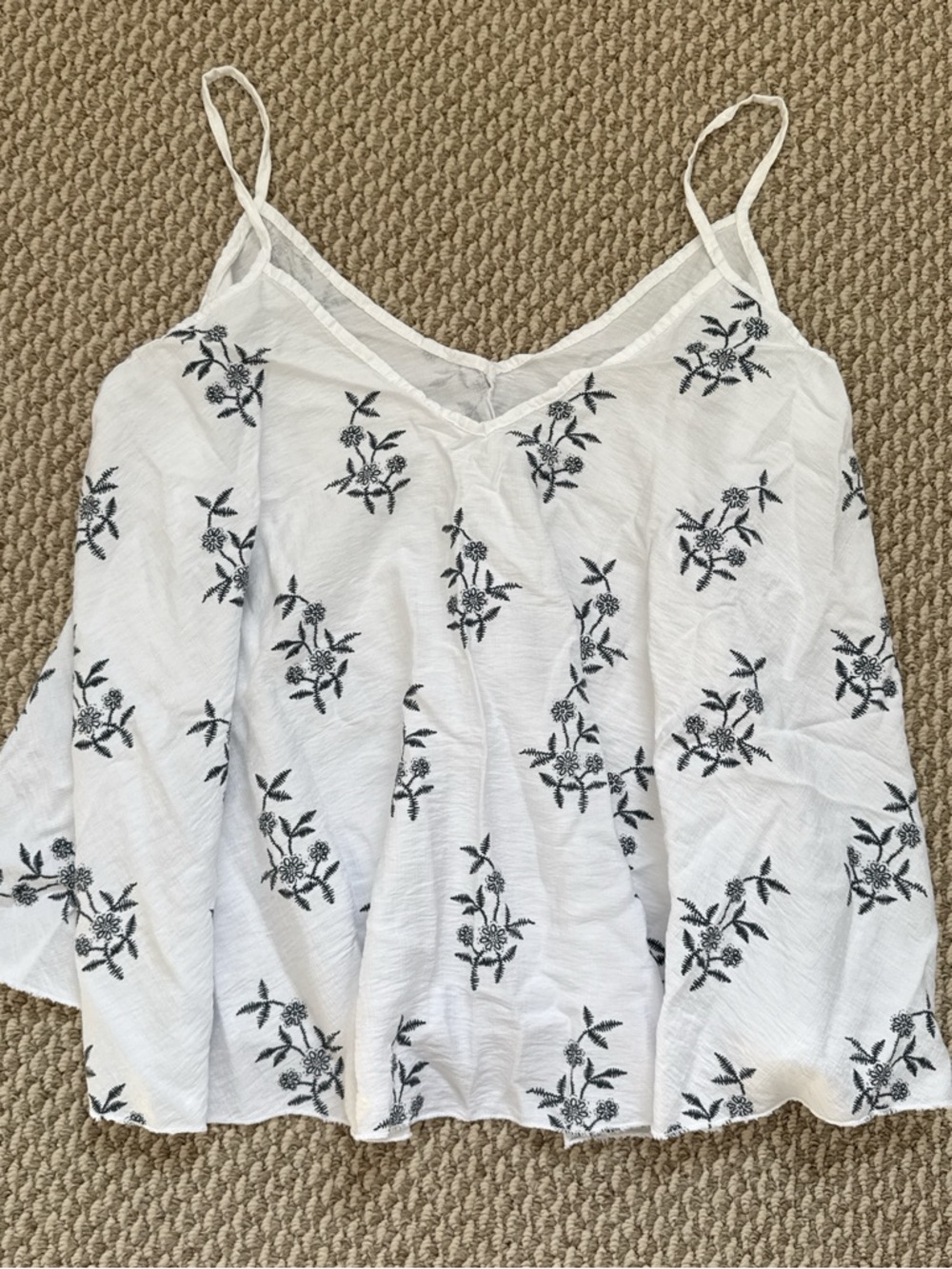 White Embroidered Floral Cami Top